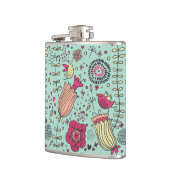 鳥が付いている漫画の花パターン フラスク (左)