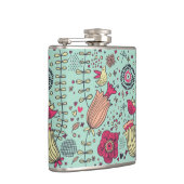 鳥が付いている漫画の花パターン フラスク (右)