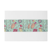 鳥が付いている漫画の花パターン 招待状ベリーバンド (裏面例)