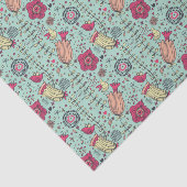 鳥が付いている漫画の花パターン 薄葉紙 (詳細)