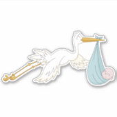 鳥が可愛い男の子を運んでいる 赤ちゃんは男の子 シール (正面)
