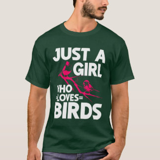 鳥が可愛い鳥の恋人の女の子を見る Tシャツ