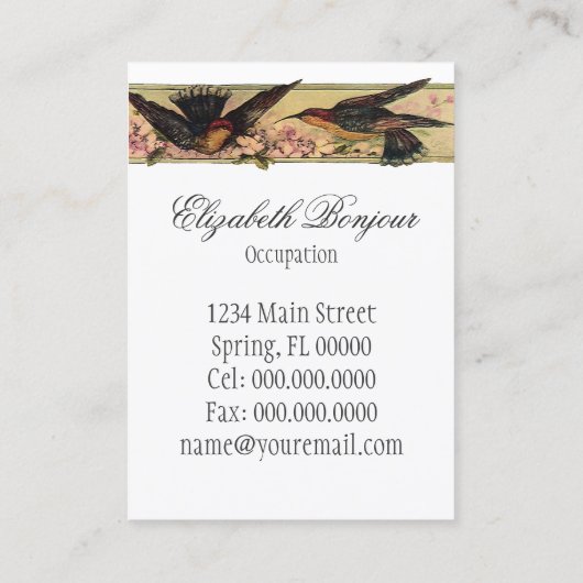 . .鳥が名刺に出会う春の花 名刺 (裏面)