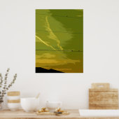 鳥が夕暮れ ポスター (キッチン)