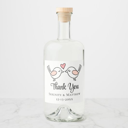 鳥が大好きでかわいい結婚ありがとう リキュールボトルラベル (正面)