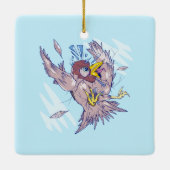 鳥が家の窓を叩く セラミックオーナメント (裏面)