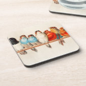 鳥が座かわいらしって静か コースター (左側)