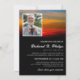 鳥が日の出で写真祝を撮る 招待状