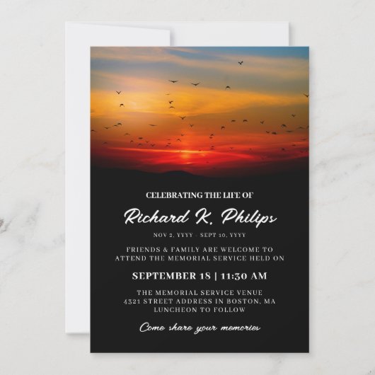 鳥が日の出の空祝で生きる 招待状 (正面)