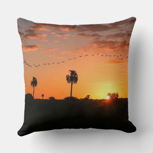 鳥が日没で渡る クッション (裏面)