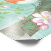 鳥が春で咲く木の枝で歌う フォトプリント            (角)