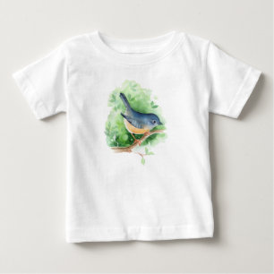 鳥が枝に乗る ベビーTシャツ