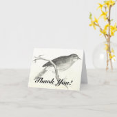 鳥が枝に止まって「ありがとう!」 カード (黄色い花)