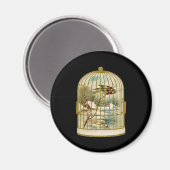 鳥が檻の冬のシーン マグネット (正面/裏面)