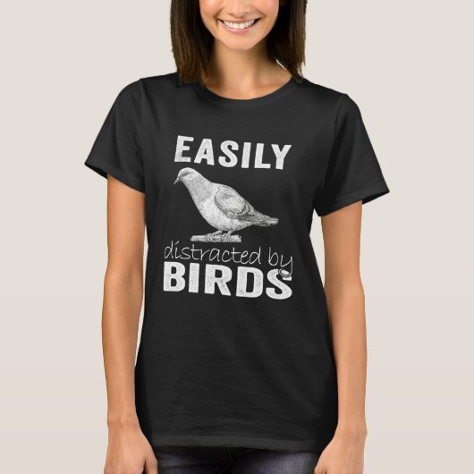 鳥が気になって集中できない人 Tシャツ (正面)