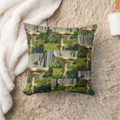 鳥が水浴びをしているクッション クッション (ブランケット)