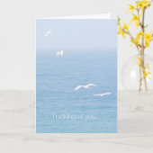 鳥が海を考える乗り越える悔やみや弔慰 カード (黄色い花)