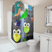 鳥が滝の子供のシャワーのカーテンをフクロウ シャワーカーテン (インサイチュ)