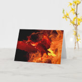 鳥が燃えている カード (黄色い花)