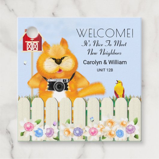 鳥が猫を近郊に迎える |新しい近隣 フェイバータグ (正面)