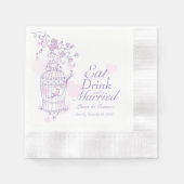 鳥が結婚飲むのは紫の結婚したナプキン 縁ありカクテルナプキン (正面)