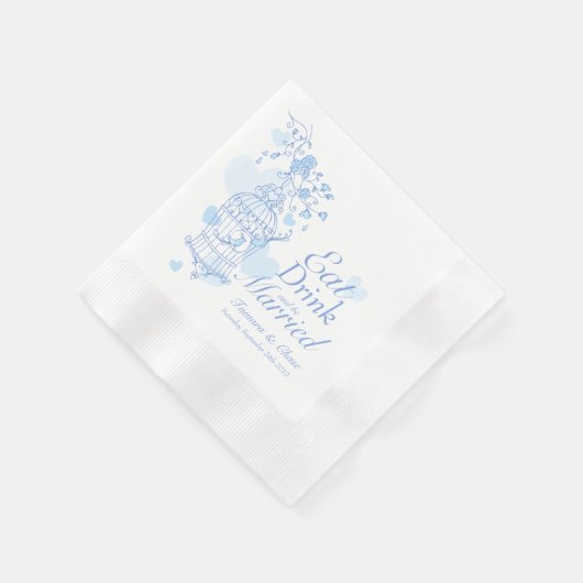 鳥が結婚飲むのは青い結婚したナプキン 縁ありカクテルナプキン (角)