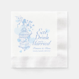 鳥が結婚飲むのは青い結婚したナプキン 縁ありカクテルナプキン