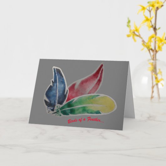 鳥が群がる カード (黄色い花)