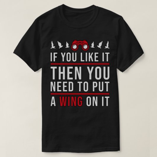 鳥が羽を見ている鳥Bird Watcher Tシャツ (デザイン正面)