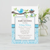 鳥が赤ちゃんシャワーを青に巣 招待状 (スタンド正面)