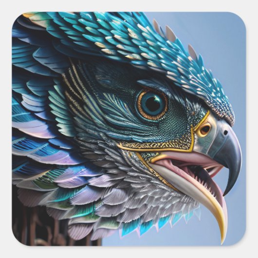 鳥が門から覗き華美込む スクエアシール (正面)