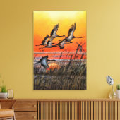 鳥が飛ぶ夕焼けキャンバスプリント - 絵画アート キャンバスプリント (インサイチュ (リビング))