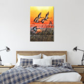 鳥が飛ぶ夕焼けキャンバスプリント - 絵画アート キャンバスプリント (インサイチュ (寝室))