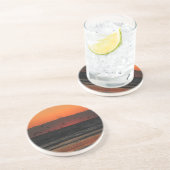 鳥が飛んでいるビーチ写真を越えて コースター (側面)