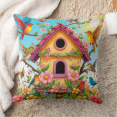 鳥が鳥小屋をのまわりにかがむ クッション (ブランケット)