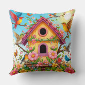 鳥が鳥小屋をのまわりにかがむ クッション (裏面)