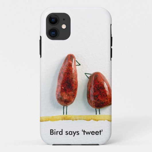 鳥が 'さえずり' を言う 愛の鳥 スパークルレッド 陶器 Case-Mate iPhoneケース (裏面)