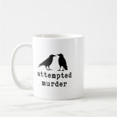 鳥さん殺人未遂Tシャツ 面白いカラスグッズ コーヒーマグカップ (左)
