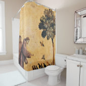 鳥たちに説教するアッシジの聖フランシス シャワーカーテン (インサイチュ)