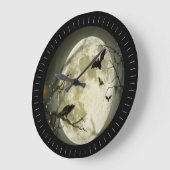 鳥たちのいる不気味な満月 ラージ壁時計 (傾斜)