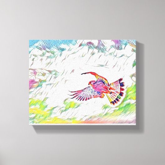 鳥たちの舞う空: 自由のシンフォニー" キャンバスプリント (正面)
