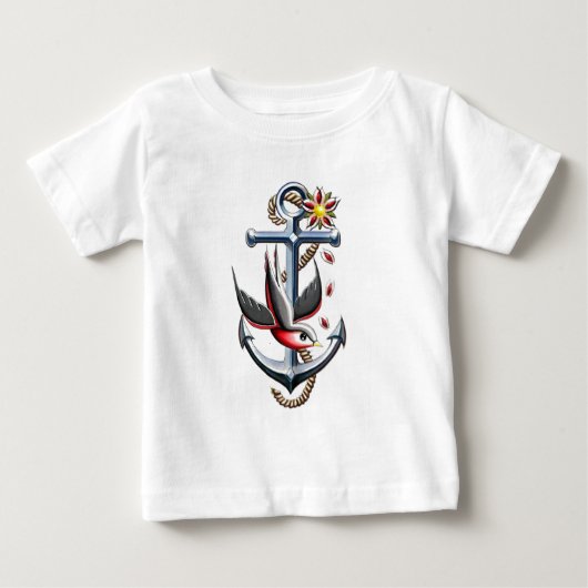 鳥といかりタトゥーアート ベビーTシャツ (正面)