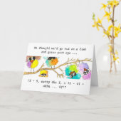 鳥とおっちょこちょいの数学の誕生日カード カード (黄色い花)