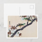 鳥とさくらんぼの花今尾渓念 ポストカード (正面/裏面)