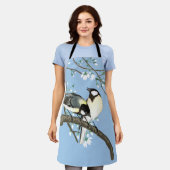 鳥とさくらんぼの花大原小村 エプロン (着用した状態)