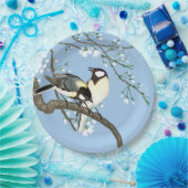 鳥とさくらんぼの花大原小村 ペーパープレート (パーティー)