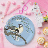 鳥とさくらんぼの花大原小村 ペーパープレート (パーティー)
