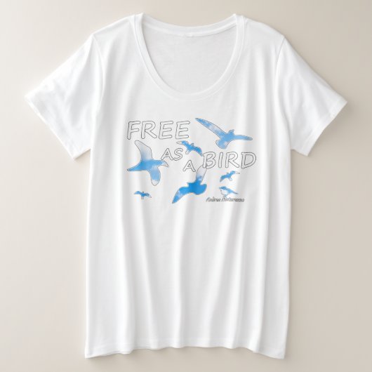 鳥として自由2 プラスサイズTシャツ (デザイン正面)