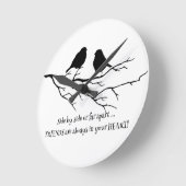 鳥とのあなたのハートの引用文の常の友人 ラウンド壁時計 (傾斜)