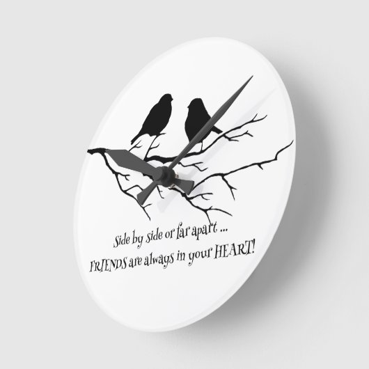 鳥とのあなたのハートの引用文の常の友人 ラウンド壁時計 (傾斜)